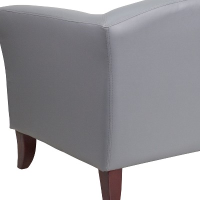 Modern Imperial Gray LeatherSoft Lounge Chair with Cherry Wood Feet