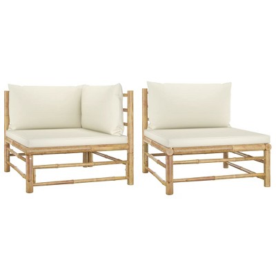 vidaXL Garden Lounge Set Cream White Bamboo Medium Modular