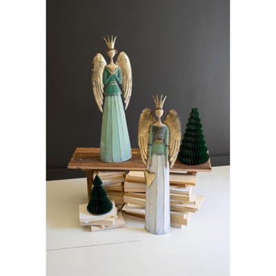 Kalalou Set of Two Painted Metal Christmas Angels – Holiday Decor