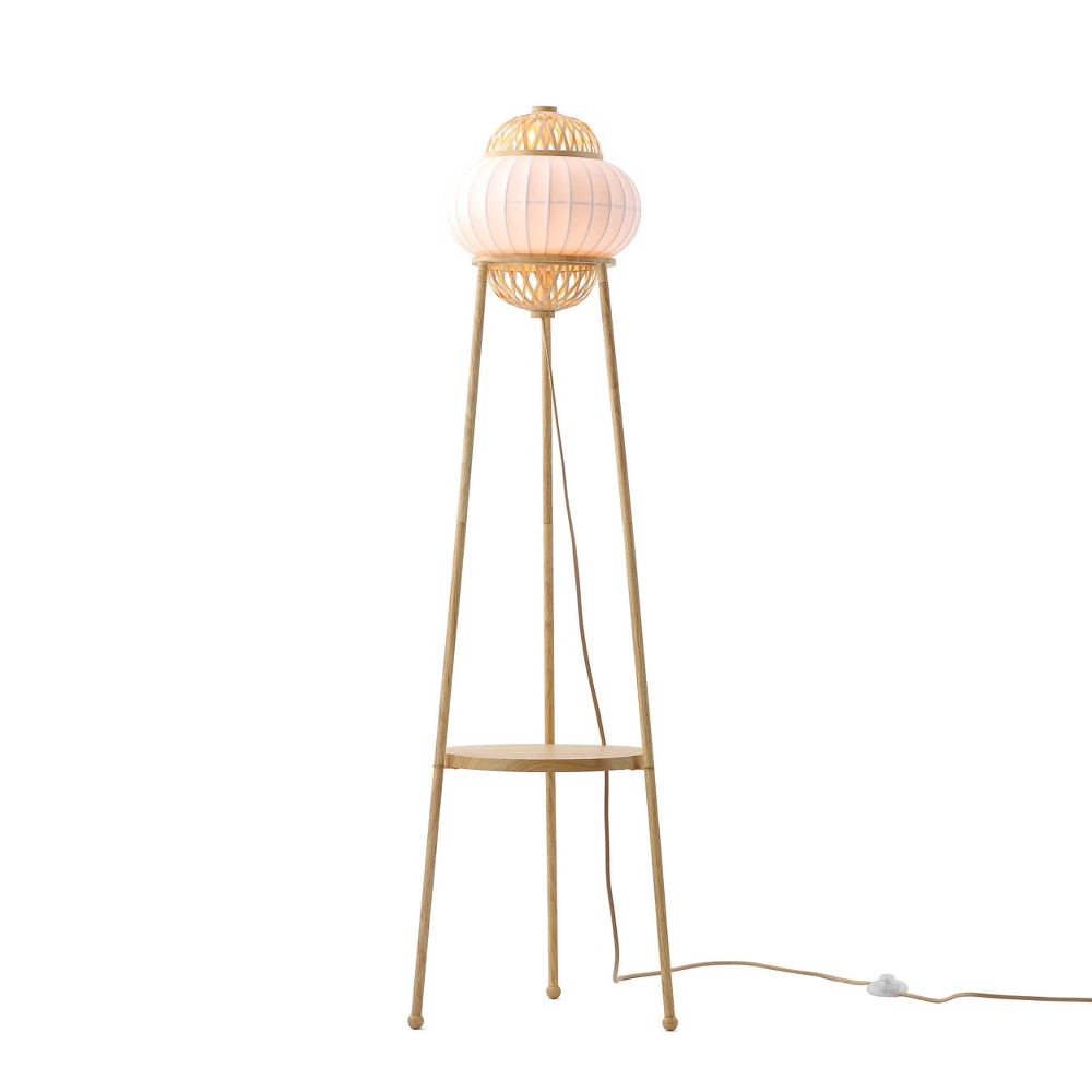 Photos - Floodlight / Street Light VidaLite Hikari Floor Lamp: Unfinished Metal Base, Silk Shade, Adjustable Height, UL Listed