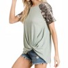 Women's Snakeskin Short Sleeve Bottom Twist Top - VIAMOR - 3 of 4