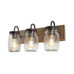 LNC Aries Traditional Mason Jar Vanity  Lights,Black and Rustic Brown/Black and Antique  Brown/Black and Light Gray, 2 Light/ 3 Light/ 4 Light - 1 of 4