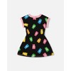 Deux par Deux Girl Printed French Terry Dress Black and Multicolored Gummies - 3 of 4