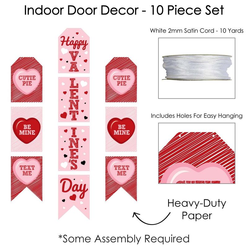 Big Dot of Happiness Conversation Hearts - Hanging Vertical Paper Door Banners - Valentine's Day Party Wall Decoration Kit - Indoor Door Decor, 5 of 8