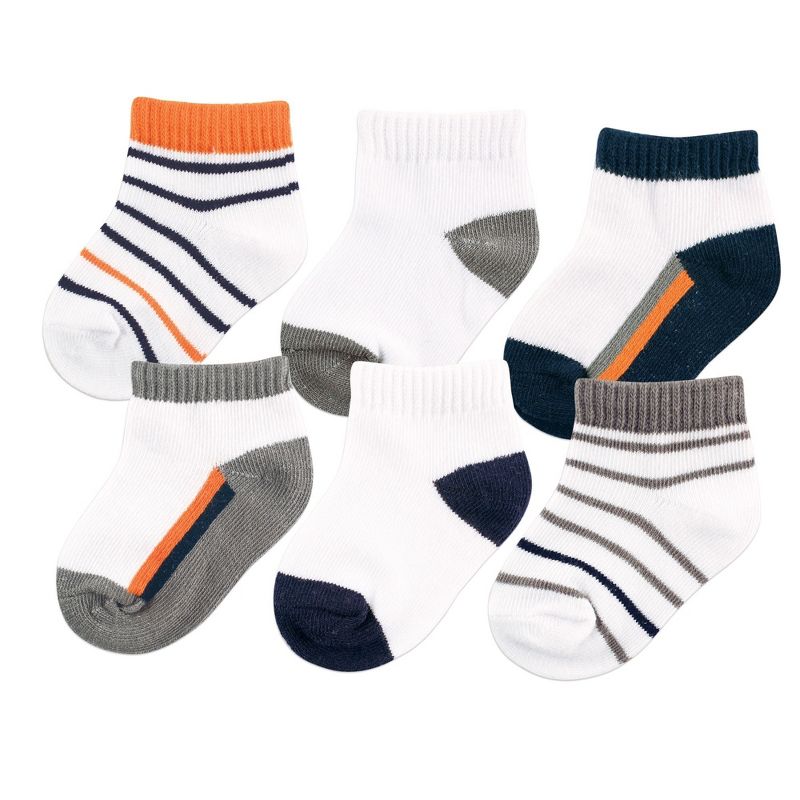 Yoga Sprout Baby Boy Socks, Orange Charcoal 6-Pack, 1 of 2