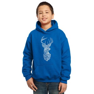 LA Pop Art Boy's Word Art Hooded Sweatshirt - Types of Deer - 1 of 4