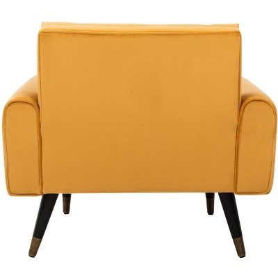Marigold Velvet Tufted 33" Accent Chair with Black Wood Legs