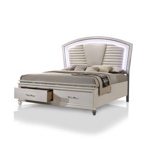 California King Foye 2 Drawer Platform Bed White - HOMES: Inside + Out: LED Light, Faux Crystal, Modern Design - 1 of 4