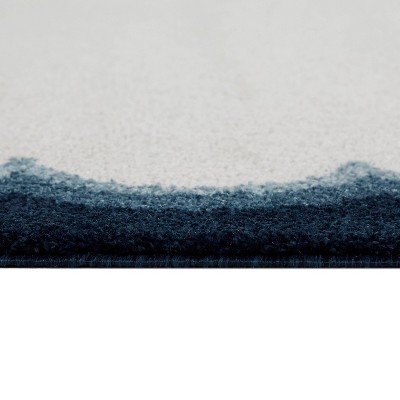 Navy Blue and White Rectangular Stain-Resistant Kids' Area Rug