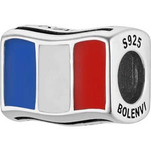 Sterling Silver Travel Charm - World Flags Country Bead for Bracelets, Gift for Mom & Daughter - 1 of 4