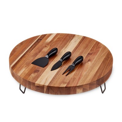 Twine Acacia Wood Footed Cheese Board & Knife Set
