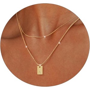 14K Gold Plated Initial Necklace, Personalized A-Z Letter Pendant, Dainty Minimalist Jewelry Gift for Women - 1 of 4