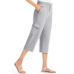 Collections Etc Drawstring Cargo Pocket Knit Casual Capri Pants - 1 of 4