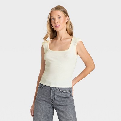 Women's Slim Fit Square Neck Ribbed T-Shirt - Universal Thread™