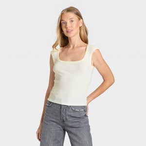 Women's Slim Fit Square Neck Ribbed T-Shirt - Universal Thread™ - 1 of 4