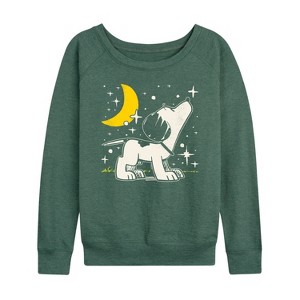 Women's - Peanuts - 50s Snoopy Stars Lightweight French Terry Wide Neck Long Sleeve Graphic Shirt - 1 of 4