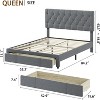 Homhougo Full Size Bed Frame, Upholstered Platform Bed Frame with Storage Drawers, Mattress Foundation with Solid Wooden Slats Support, Beige - 2 of 4