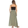 Women's 2023 Maxi Skirt - Flowy A-Line Summer Skirt with Elastic High Waist (Reg & Plus Size) Green Black Dots - 3 of 4