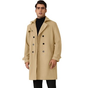 Lars Amadeus Men's Double Breasted Notched Lapel Long Winter Coat - 1 of 4