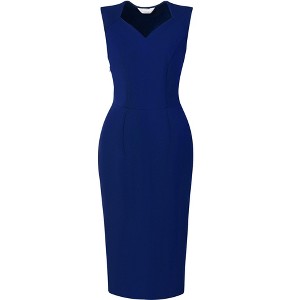 Hobemty Women's Sleeveless Elegant Sweetheart Neck Sheath Dresses - 1 of 4