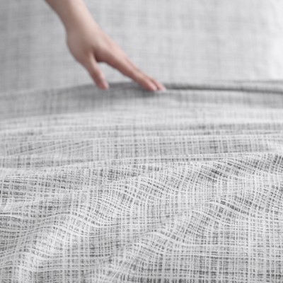 Gray Geometric Cotton Percale Queen Sheet Set