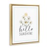 Stupell Industries Hello Sunshine with Daisies Gold Framed Floater Canvas Wall Art - 3 of 4