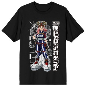 My Hero Academia Mei Hatsume Globe Grid Crew Neck Short Sleeve Men's Black T-shirt - 1 of 3