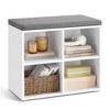 Cloud White Shoe Bench with Cushion - 4 Compartments, 2 Adjustable Shelves. Entryway Bench with Padded Seat for Bedroom, Closet, Living Room - 3 of 4