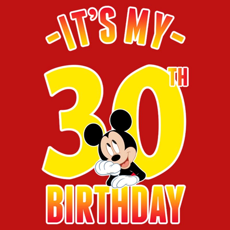 Junior's Mickey & Friends It's My 30th Birthday  T-Shirt - Red - Large, 2 of 5
