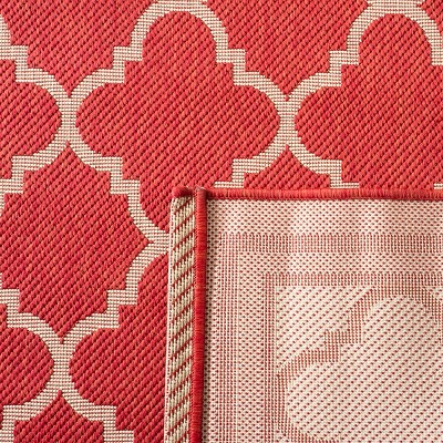 Red and Bone Geometric Indoor/Outdoor Area Rug 4' x 5'7"