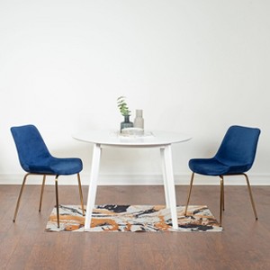 Roundhill Furniture Aufurr 3-Piece Contemporary Dining Set, Round Dining Table with 2 Velvet Chairs - 1 of 4