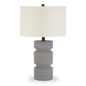 Hampton & Thyme 23.5" Tall Table Lamp with Fabric Shade Concrete/White