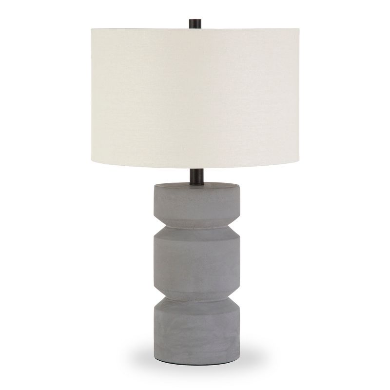 Hampton &#38; Thyme 23.5&#34; Tall Table Lamp with Fabric Shade Concrete/White, 1 of 10