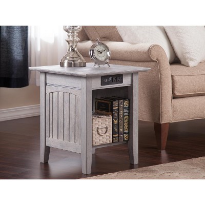 Nantucket 20'' Square Solid Wood End Table with USB Charging Station