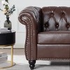 Classic Chesterfield PU Leather Armchair, Tufted Accent Chair Club Chair with Rolled Arms & Nailhead Trim – ModernLuxe - 4 of 4