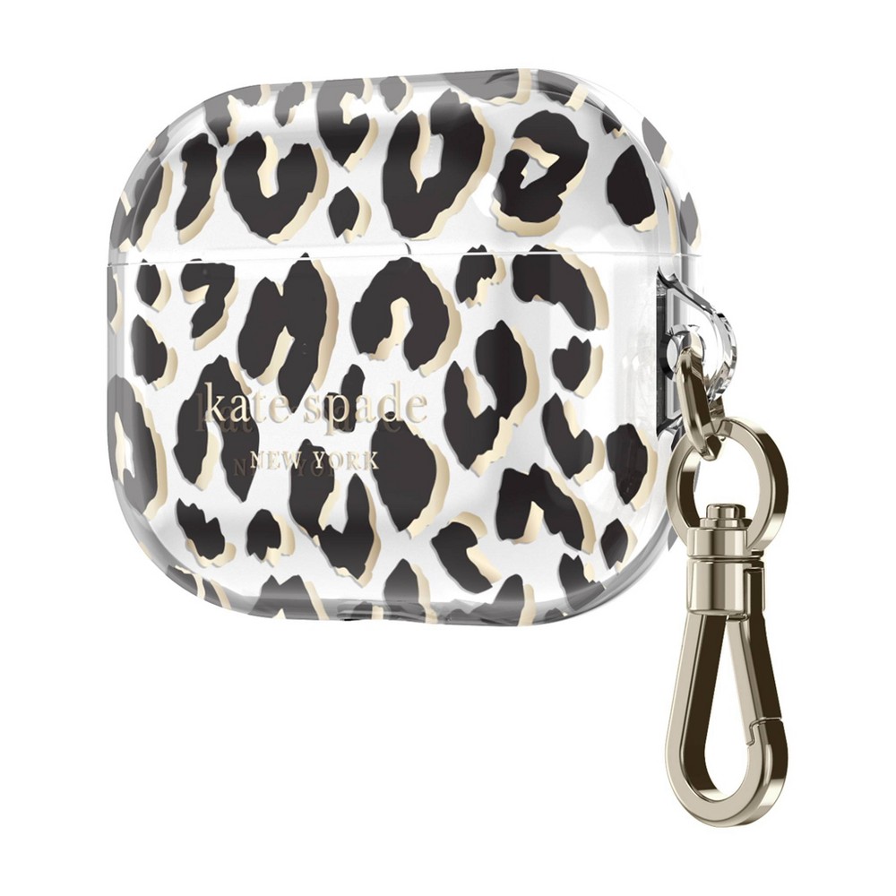 Kate Spade New York Apple AirPods Pro (2nd Generation) Protective Case - City Leopard Black/Gold Foil/Clear