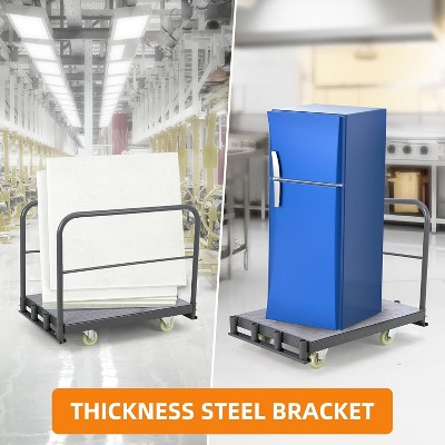Acekool Heavy Duty Platform Truck Cart with 2000 lbs Capacity, Steel Flatbed Dolly with 4 Swivel Casters and Removable Handrails