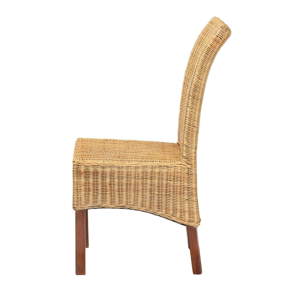 Shamara Natural Rattan and Mahogany Wood Dining Chair Walnut Brown - bali & pari - thumbnail 4