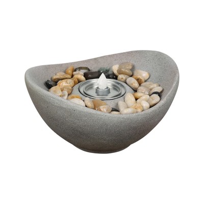 Aoodor Fire Pit Bowl Tabletop Portable Concrete Fireplace Indoor Outdoor, for Table Decor, Marshmallow Roasting, S’Mores Making