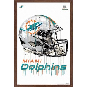 Trends International NFL Miami Dolphins - Drip Helmet 20 Framed Wall Poster Prints - 1 of 4