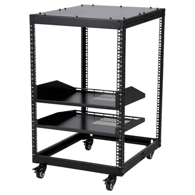 CuisinSmart 10/12/15/20U Open Frame Server Rack, Wall-Mountable & Free Standing IT Rack w/Swivel Casters, 2 Rack Shelves, Network Rack for Computer