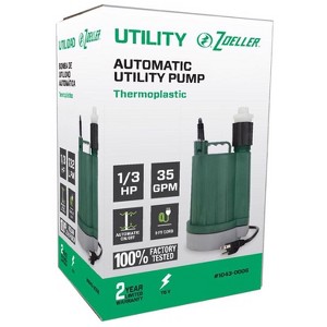 Zoeller 1/3 HP 2100 gph Thermoplastic Electronic Switch Bottom AC Submersible Utility Pump - 1 of 4