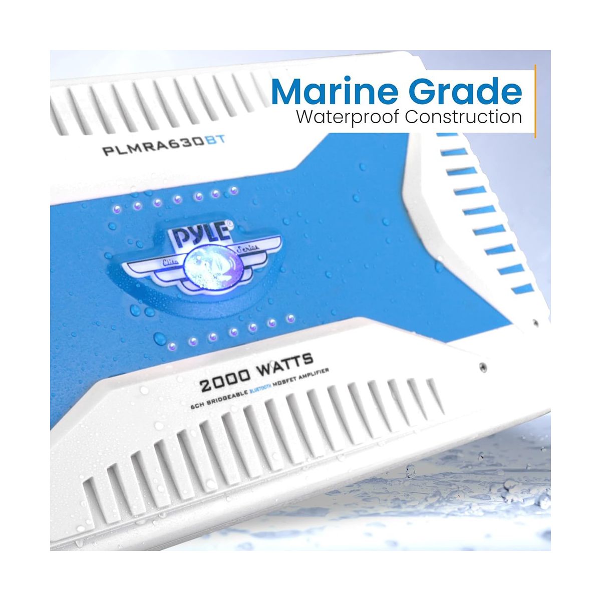 6-Channel Marine Amplifier for Bluetooth Streaming with Waterproof Design, Dual Speakers, All Devices Compatible - thumbnail 4