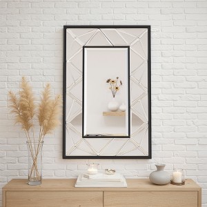 Wooakway 36" x 24" Black Rectangle Wall Mirror with Vintage Finish - 1 of 4