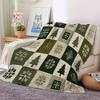 Green & White Checkered Christmas Tree & Snowflake Flannel Blanket - Soft Warm All-Season, Sofa, Camping, Travel - Cozy Bedding Accessory - 4 of 4