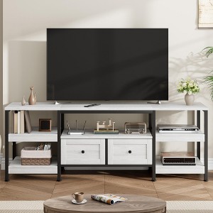 TV Stand for TVs Up to 65/75/85 Inch, Industrial Entertainment Center with 2 Drawers and Open Storage Shelves, Metal Frame Media Console - 1 of 4