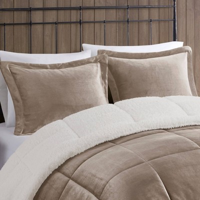 Full Taupe/Ivory Reversible Down Alternative Bedspread Set