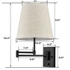 Claxy Set of 2 Fabric Shade Swing arm Plug-in or Hardwired Black Wall Lamp - 3 of 4