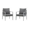 26"W Patio Accent Chair Lounge Chair Arm Chair with Comfortable Cushions and Stylish Rope-Weave Design, Aluminum, Gray/Silver&White-ModernLuxe - 4 of 4