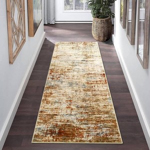 2'x6' Washable Soft Runner Rug, Abstract Design for Bedroom, Living Room, Kitchen, Non-Slip, Stain-Resistant, Low Pile, Blue Grey - 1 of 4